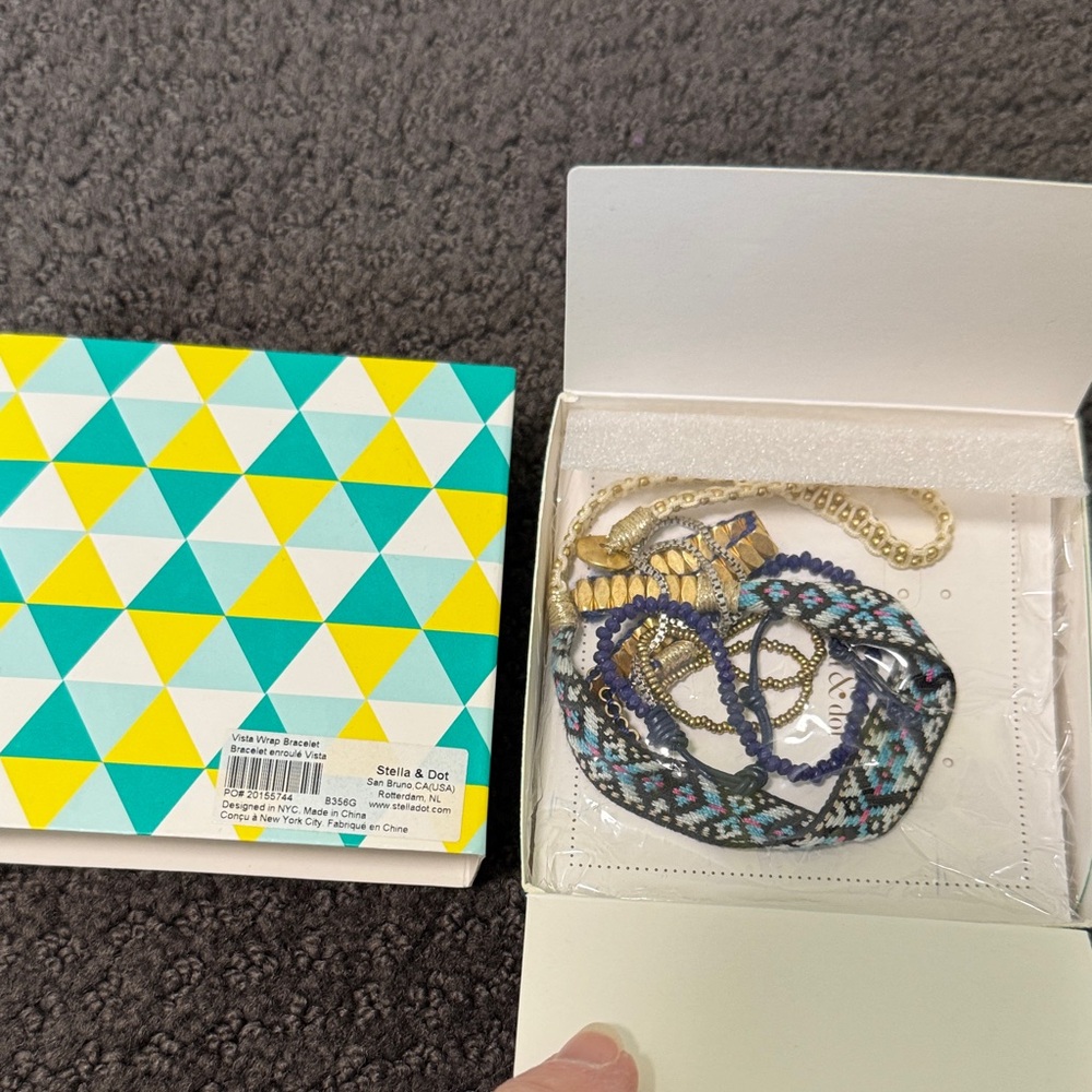 Stella & Dot Vista Wrap blue and gold Bracelet